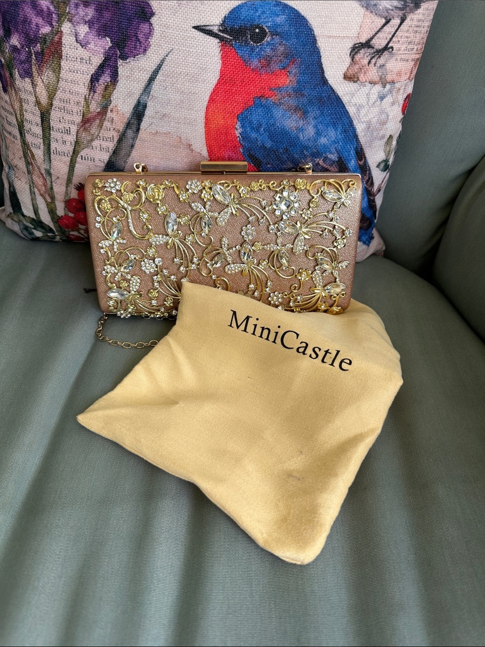 Rose Gold Beaded Evening Clutch